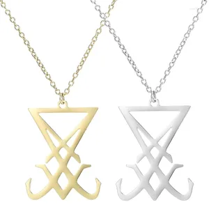 Hänge halsband h9ed satan symbol halsband rostfritt stål sigil av lucifer djävulsmycken