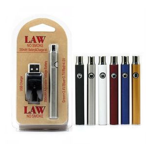 Law Vertex C.D. Vape Battery USB Charger Kit 350mAh Vertex 510 Thread Preheat Vaporizer E Cigarettes Pen VV Batteries for Atomizers Cartridges