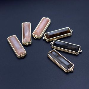 Kolye Kolyeleri 10 PCS Modaya Dikdörtgen Doğal Taş Labradorit Kaplan Göz Güneş Konektörleri Takılar DIY Kolye Bilezik Jewelrypendent