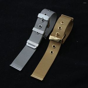 Titta på band Ultra Thin Metal Strap Mesh Stainless Steel Watchband 16mm 18mm 20mm 22mm 24mm Classic Pin Buckle Straps Two Piece Child