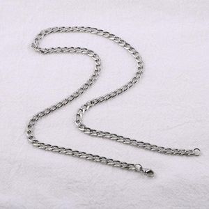 Chains 1PCS Stainless Steel Punk Necklace Cuban Chain Polished Smooth Man Neck With Lobster Clasp Basic Accessories