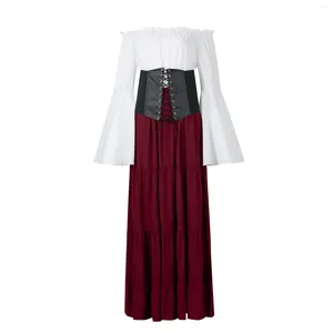 Vestidos casuais mulheres vestido vintage vitoriano medieval renascentista sólido cosplay traje de halloween gótico baile princesa vestido plus size