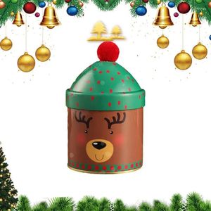 Storage Bottles Christmas Candy Jar Decorations Child Kids Bottle Metal Art Snack Container Cute Dustproof With Lid For Home
