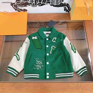 New kids jacket Plush logo lapel Baby coat Size 100-160 Contrast stitching design boys and girl clothes Oct25