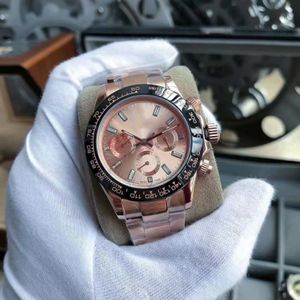 Z oryginalnym pudełkiem luksusowe zegarki męskie 116500ln zegarek Montre de lukse automatyczne zegarek na rękę stalową ramkę 316l adustable składana klamra różowa tarcza