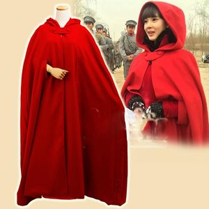 Стадия ношения республиканский период монстр убийца Wu xin fa shi актриса такого же дизайна длинное красное плащ маленький капля для верховой езды