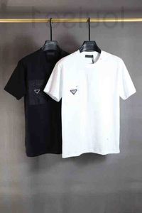 Camisetas masculinas Popular22SS Designers Tee top masculas camisetas nylon triangle letras bolso paris moda camiseta curta manga curta tshirts preto branco m-2xl xutn