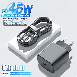 PD 45W MAX Super Fast Charger For SAMSUNG Galaxy S20 S22 S23 Ultra Note 10+ 5G Fast Charging Phone USB C Charger Type C Cable