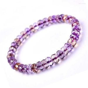 Strand Natural Crystal Brazil Ametrine Bracelet Amethyst Citrine Gift Abacus Beads Faceted Single Circle