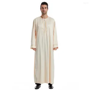 Ethnic Clothing Middle East Men Saudi Abaya Jubba Thobe Muslim Open Zipper Long Sleeve Dress Turkey Arabic Kaftan Islamic Dubai Caftan