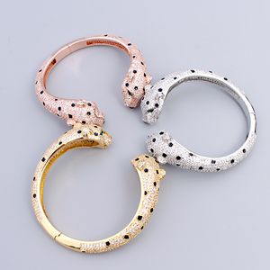 Silver Gold Double-End Leopard Women's Open Bangles Armband Designer Mens smycken Högkvalitativ unisex mode Diamond Party Christmas Wedding Presents Birthday Cool