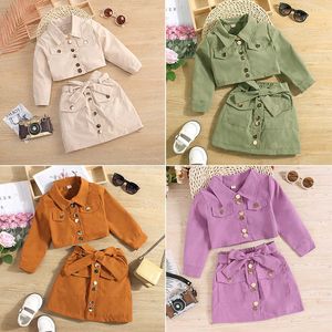 2 3 4 5 6 Years Girls Clothing Sets New Fashion Cotton Coat with Skirt Little Princess Baby Suits Birthday Party Children Clothing P230331