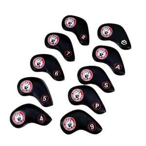 Andra golfprodukter golfjärn täcker valp broderi mjuk pu läder stark magnetisk stängning vit svart 10 datorer set klubb headcovers 231101