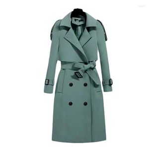 Casacos de Trench das Mulheres Double Breasted Casaco Coreano Moda Mulheres Long Windbreaker Jaqueta Primavera Outono Slim Senhoras Outerwear Manteau Femme