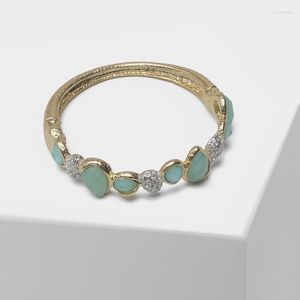 Bangle Retro Stone Gold Plated Magnetic Snap Armband Design Green