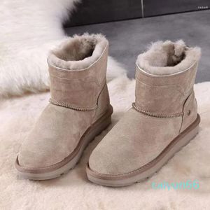 Women Winter Plush Snow Ankle Ladies Zip Warm Flats Shoes Solid Color Females Round Toe Thick Soled Short Booties
