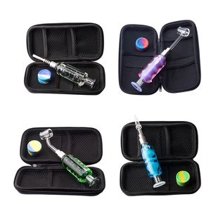 CSYC NC088 Borsa per pipa da fumo Set di olio di raffreddamento colorato All'interno di tubi di vetro Dab Rig 510 Punta in ceramica al quarzo Chiodo Banger al quarzo 45/90 gradi Strumento Dabber Vaso di silicone