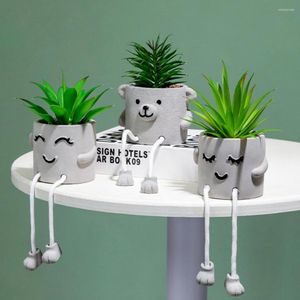 Dekorativa blommor Office Table Potted Ornament Diy Plante Artificielle Artificial Mini Plants Desktop Decor Green Succulent 2023