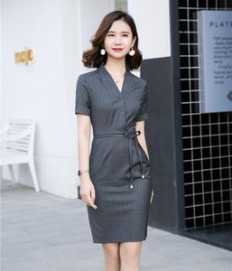 Abiti casual Fashion Striped Summer Women OL Styles Slim Hips 2023 Dress Ladies Vestidos Business Work Wear