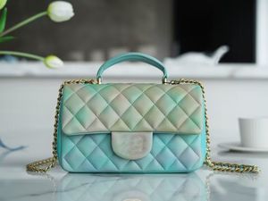 Women Classic Mini 20cm Flap Bags Luxury Desinger Vintage High Quality Messenger Pochette Lambskin Crossbody Shoulder Forest green discoloration Totes