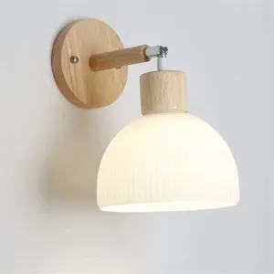 Wall Lamps Log Adjustable Lamp For Living Room Background Bedroom Janpan Style Wooden Stairway Bedside Lights Indoor Sconces