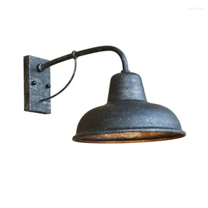 Vägglampor American Vintage Iron Outdoor Light Garden Porch Courtyard Park Lamp Bedroom Bedside Restaurant Balcony Cafe