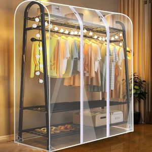 Dust Cover Jumbo Clothes with zipper Stereoscopic Transparent Garment Outer Panding Dress Coat Wardrobe Rack Storage Large Big 231101