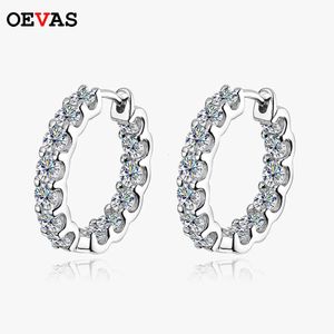 Stud Oevas 100 925 Sterling Silver Real 26CT Carring Hoops for Women Sparkling Wedding Party Luksusowy prezent biżuterii 231101