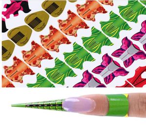 Nail Form 100pcsroll -lim för UV Gel Extension Flower Kite Oval Square Shape Art Tool Diy Tips Manicure Kits3911183
