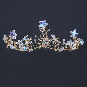 Headbands Shining starfish Wedding Tiara Bride Hair Ornaments For Women Prom Hair Jewelry Accessories Vine Chaplet Bridal Crown 231102