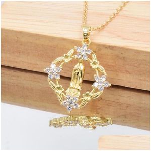 Pendant Necklaces Pendant Necklaces Ailinfa Fashion Flower Zirconia Virgin Mary Our Lady Of Guadalupe Relius Jewelry Necklac Dhgarden Dhpie