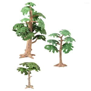 Decorative Flowers 3 Pcs Artificial Tree Outdoor Plants Railroad Trees Model Miniature Plastic Figurines Office