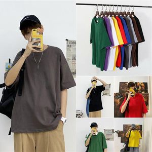 Camisetas masculinas 2023 Verão Basic em branco Juventude pura coloração Camiseta casual manga curta solteira half top coreana