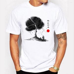 Herren-T-Shirts für Männer Sommer Kurzarm O-Neck Baumwoll Hip Hop Harajuku Chinesischer Stil Tinte Malerei Drucken einzigartig Cool