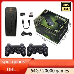 M8 mini retro game console 4K TV wireless 2.4G dual player controller cross-border GAME STICK 64G built-in 20000+classic games DHL delivery