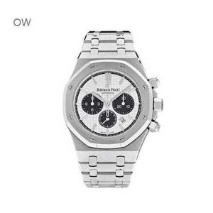Audpi Royal Large Dial Oak Watch Mens Quartz Movement Wristwatch Epic Royal Oak Chronograph 41mm Steel White Dial Men's Watch 26331 WN-ELZ5