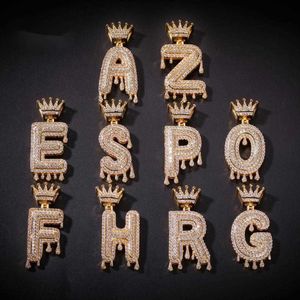 New hip hop zircon crown water drop letter pendant to receive stitching order consultation 4.5 * 2 231015