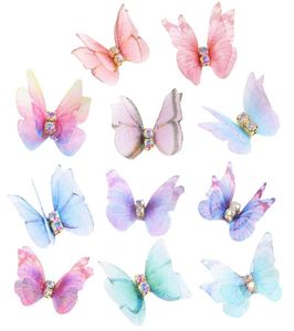 20st 3D Big Chiffon Butterfly Metal Base With Glitter Rhinestone Vivid Butterfly Design Nail Art Decorations Nail Accessories2188562