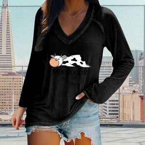 Women's Hoodies Cute Cow Print Women T Shirt Casual V-neck Plus Size 3xl Short Sleeve T-shirt Soft Ladies Summer Tops For Camisetas Mujer