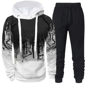 Męskie dresy wiosenne jesień męski garnitur 2PCS Bluza Splash Hoodiestracksuit Spodnie swobodne fitness Męs