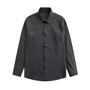 春秋の長袖デザイナーボウリングシャツ高品質の男性ファッションソリッド格子縞のプリントボタンダウンドレスシャツマンカジュアルシャツM-3XL群れプロセス02