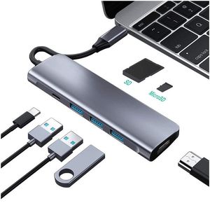 USBハブmTifunctional 7 in 1 USB-CハブUSB3.0 2xUSB2.0 HDTV SD TF CARD READER PD BOOK TABLET DROP DERVILAY COMPUTERS N DHMKYの充電