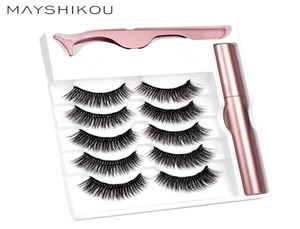 MAYSHIKOU 3D 5 paia ciglia magnetiche con applicatore eyeliner clip mix naturale estensione stile spesso ciglia finte set7136427