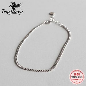 Anklets TrustDavis Minumalist Minumalist Minuliant 925 Sterling Silver Fashion 2mm幅チェーンアンクレットFOR Fine Silver 925 Jewelry Gifte DS2402 231102