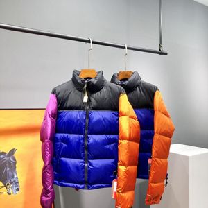 23FW Lüks Tasarımcı Kuzey Erkekler ve Kadınlar Down Ceket Ceket Sweatshirt Moda Renk Slicing Nakış Logosu Kazak Sokak Giyim Açık Ceket