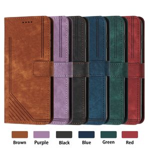 Leather Wallet Cases For Huawei Honor 90 Lite Pro X5 X6A X50 Moto Edge 40 G14 OPPO A58 4G A78 Ralme 11 5G Vertical Lines Cash ID Card Holder Flip Cover Shockproof Pouch