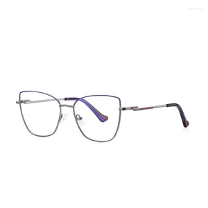 Sunglasses 2023 Anti Blue Light Computer Reading Glasses Women Big Frame Cat Eye Metal Eyeglasses Drop