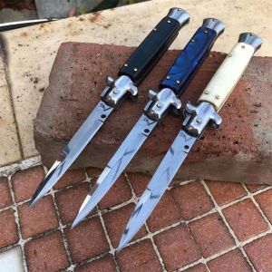 2023 Italian Style Godfather Stiletto Mafia 9 Inch AUTO Tactical Folding Knife 440 Blade Acrylic/Resin Handle EDC Outdoor Automatic Survival Knives 3300 7200 4850