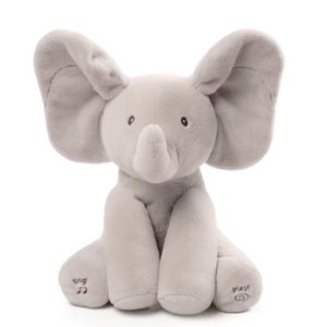 دمى Plush إخفاء وتسعى Elephant Baby Animal Toy Ears نقل ألعاب موسيقى كهربائية تلعب ألعاب تتحدث عن دمى الغناء للهدية الصغار 230331