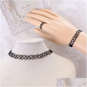 Łańcuchowe link bransoletki łańcuch vintage puste tatuaż pleciony linijka rybka naszyjnik Choker dla kobiet rozciąganie i zapasek C dhgarden dhezl